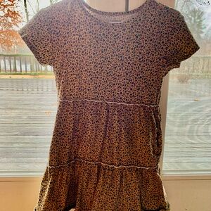 Old Navy cheetah animal print short-sleeve ruffled tiered dress